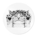 Póster Lindo gato con patas de corazón - Korenkova - Redondo