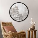 Poster bos met boslandschap in beige - Ms Tiff - Rond