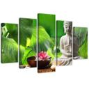 5 stykke lærredstryk Buddha blade blomster