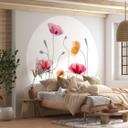 Tapet cirkel Disher - Colourful Poppies - vliesetapet/selvklæbende non-woven tapet