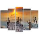 5 stykke lærredsprint, Sunset Jetty Lake Nature