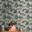Papel pintado Floral con mariposas gris verde - Papel pintado no tejido con flores claras