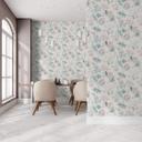 tapet, non-woven blomstertapet Flora hvid, grøn