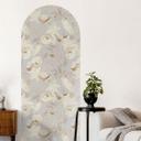 Wallsticker rundbue vægpanel fugle mellem hvide blomster - UN Design - smal