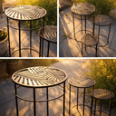 Blumentreppe Beistelltisch Gartendeko Rund 3er-Set