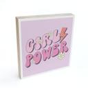 Billede af træ til at sætte op - Girl Power Retro lettering purple - 15x15 cm