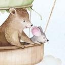 Fotomural infantil Paseo en globo de amigos animales - Kvilis