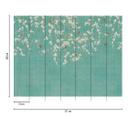 Kirsebærblomst turkis - nonwoven tapet med blomstermønster og fugle