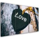 3-delt lærredstryk Heart Wood Love Shabby