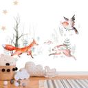 Børneværelse tapet ForestFriends hvid orange - non-woven tapet Designwalls 2 - 2,55 x 3,5 m
