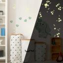 Wallsticker Baby elefant med hjerter (grøn) som er selvoplysende i mørke - vægprint