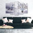 5 stykke lærredsprint, Wolf Forest Fog Nature Grey