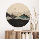 Cuadro de madera Paisaje montañoso tranquilo al atardecer - SpaceFrog Designs - Redondo