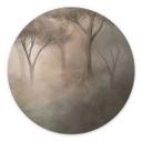 Wanddecoratie Bosmagie in de ochtendnevel Beige - Ms Tiff - Alu-Dibond Rond