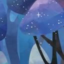 Fotomurale infantil bosque encantado en azul noche - DigitalArtsi