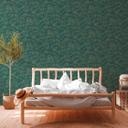 jungle tapet grøn guld med metallisk effekt - non-woven tapet palmeblade