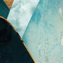Fotomural de montañas abstractas en dorado y azul - SpaceFrog Designs