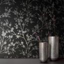 Blomstertapet, non-woven Novamur Yvi sort, sølv