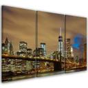 3 stykke lærredstryk, New York Skyline USA Manhattan Brown
