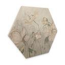 Houten Wanddecoratie met zeshoekige bloemen in vintage stijl in grijs - Ms Tiff