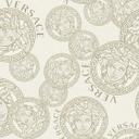 Versace luksus tapet i creme og beige non-woven tapet medusa hoved design