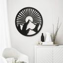 Decoración acrílica paisaje de montaña al atardecer - redondo