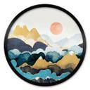 Póster pico de montaña por encima de las nubes - SpaceFrog Designs - Redondo