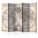 Skærm til rumopdeling - Mappe-Monde Geo-Hydrographique, 5-delt - 225x172 cm