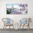 3 stykke lærred Print Paris Eiffeltårnet Landskab Pink Pastel