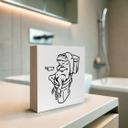 Træ dekoration blok Venter på toilettet - Humoristisk illustration af en frø - Royle