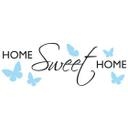 Sticker mural - Home Sweet Home et papillons + 3 crochets