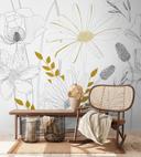 tapet blomster hvid sort - non-woven tapet blomster planter Livingwalls - mat og glat