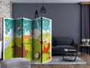 Screen room divider - Funny animals , 5-delt - 225x172 cm