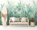 jungletapet grøn blå - non-woven tapet botanisk Livingwalls - mat og glat
