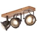 Spotbalken Dilara, braun, 18,5 x 43 cm, Holz Deckenspots, dimmbar