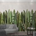 Tapet med bladmønster Fototapet grøn, beige,Blomster 2,70 x 1,59 m