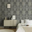 tapet med ornamenter i grå og bronze non-woven tapet A.S. Creation i barokstil