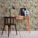 Papel pintado estampado con hojas y hierbas verde crema - Papel pintado tejido-no tejido jungla