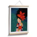Póster de mujer con flores rojas y vestido estampado - Hülya