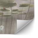 Zelfklevende Keukenachterwand lotusbloemen met zwaan in water in grijs - Ms Tiff
