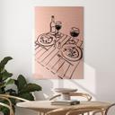 Geborsteld Alu-Dibond met goud-, zilver- & kopereffect - Stilleven diner met wijn - Treechild