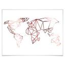 Plakat - Origami Verdenskort - Rosegold-optik