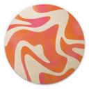 Cuadro de madera Ondas abstractas en naranja-rosa - Bloom - Redondo