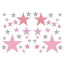 Wallsticker - Stjernesæt, pastelrosa og grå