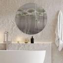 Glasschilderijen Lotusbloemen met zwaan in water in grijs - Ms Tiff - Rond