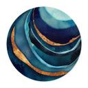 Póster SpaceFrog Designs - Azul y dorado - Redondo