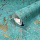 Non-woven tapet med en skinnende, grov struktur i grønt betonlook