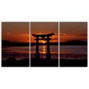 3 stykke lærredstryk, Torii Gate ved solnedgang