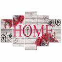 5 stykke lærredsprint, Home Wood Retro Rød