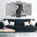 5 stykke lærredstryk Banksy Street Art Rat